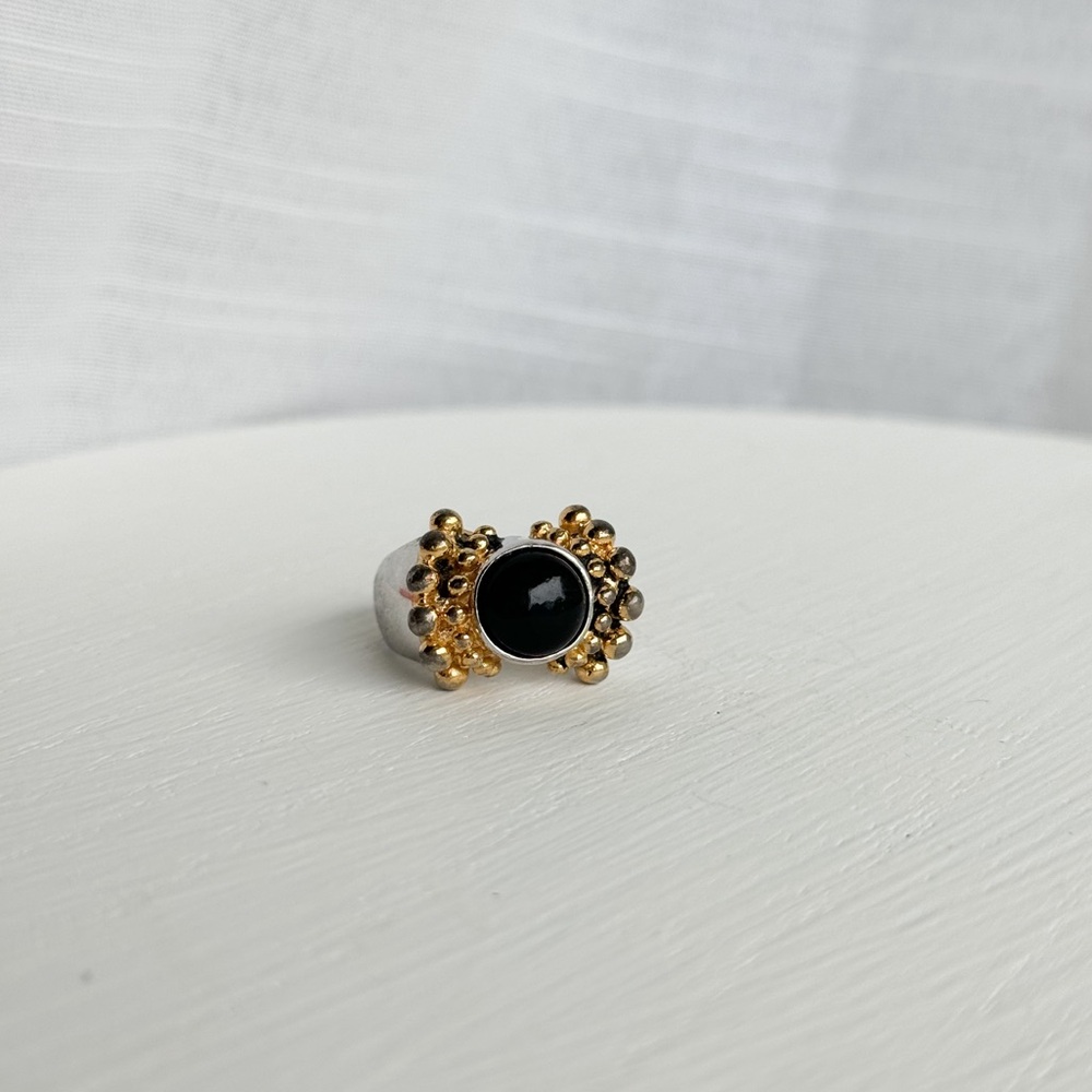 Vintage 14KT GE ESPO Joseph Esposito Onyx two-tone ring 🤍